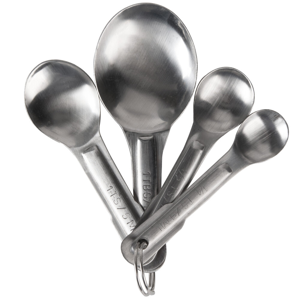 Thunder Group 4Piece Silver Stainless Steel Measuring Spoon Set
