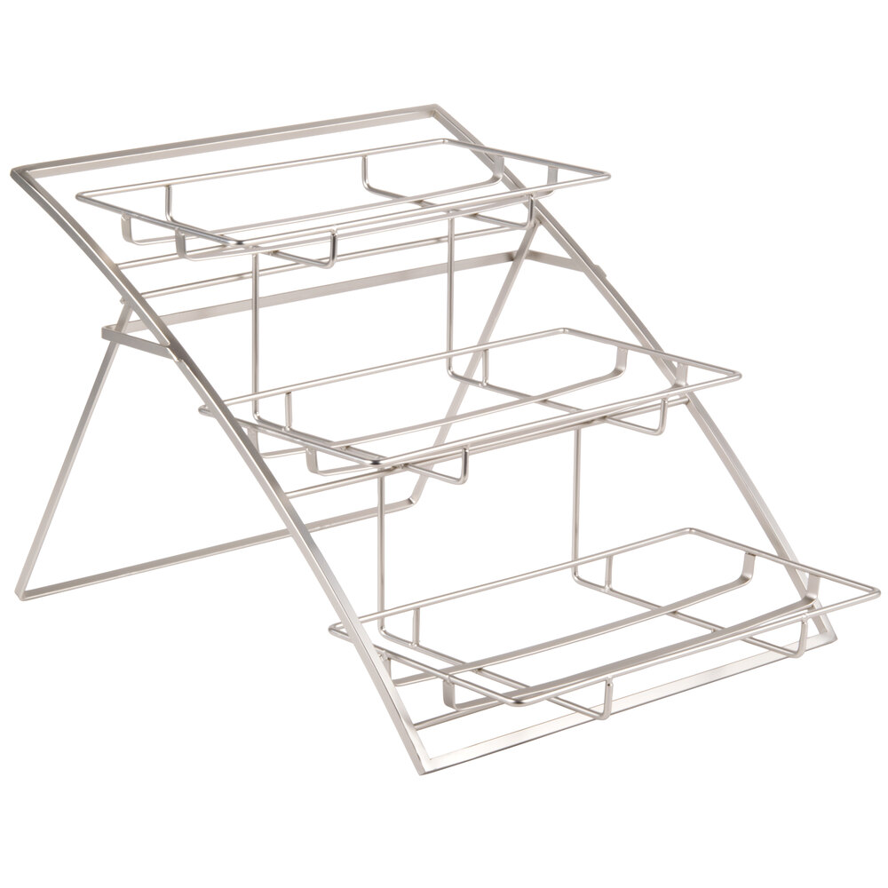 American Metalcraft TASLG Folding Three-Tier Large Chrome Arch Display ...