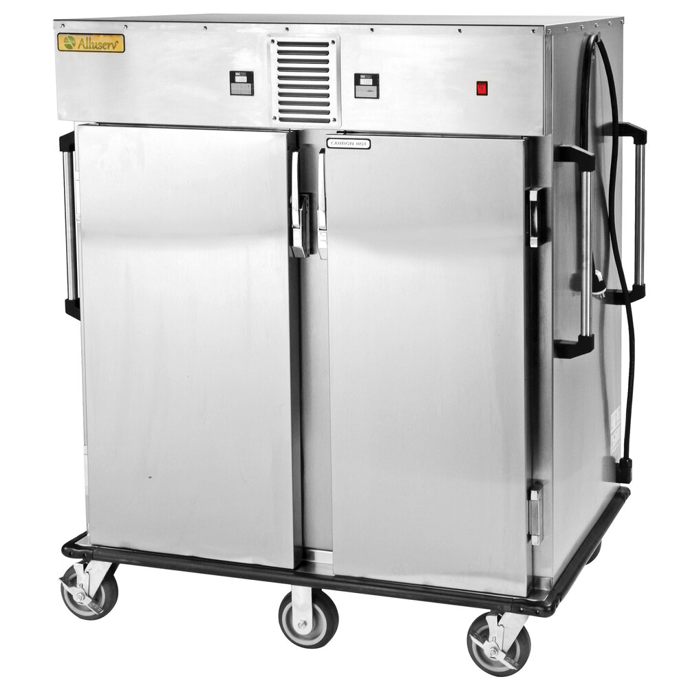 Alluserv AHCTC Stainless Steel 16 Tray Hot / Cold Meal Delivery Cart