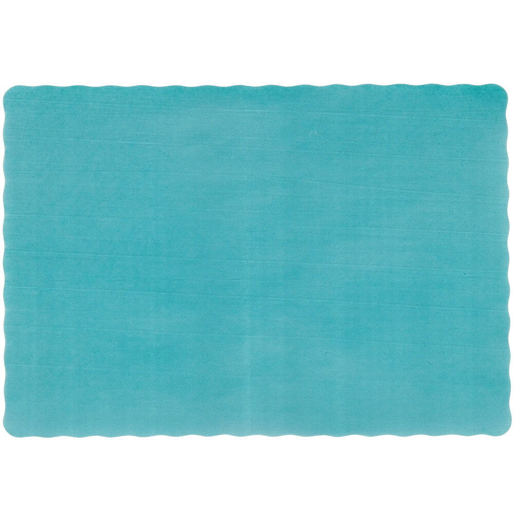 10" x 14" Emerald Green Colored Paper Placemat with Scalloped Edge