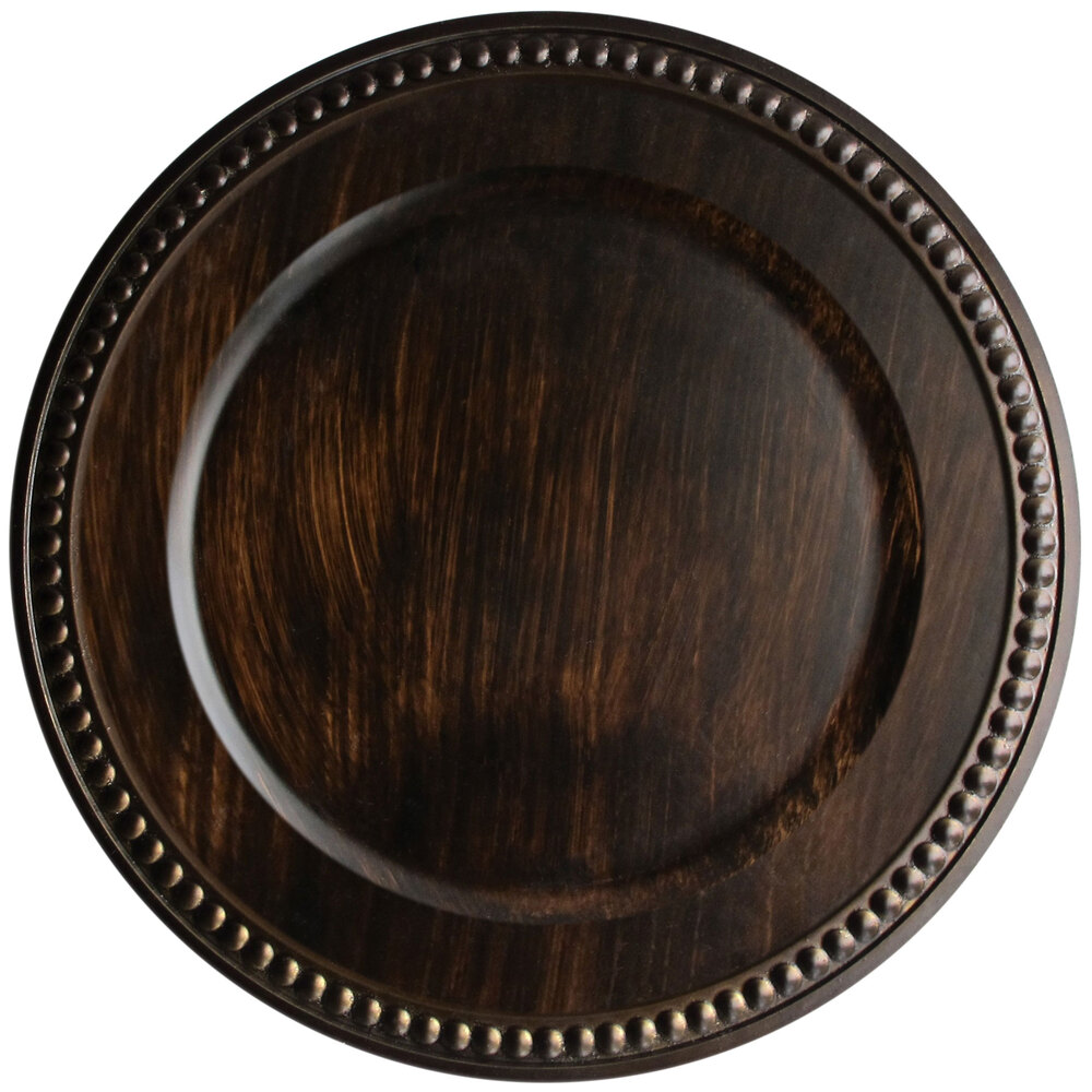 The Jay Companies 1320398 14" Round Brown Faux Wood Charger Plate