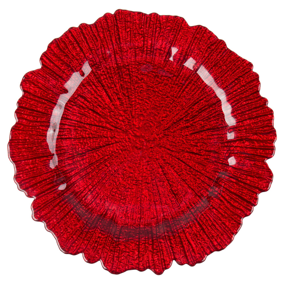 Charge It by Jay 13" Round Reef Red Glass Charger Plate 12/Pack