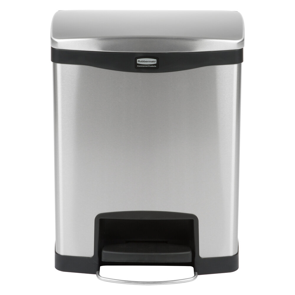 Rubbermaid 1901987 Slim Jim Stainless Steel Black Accent Front StepOn