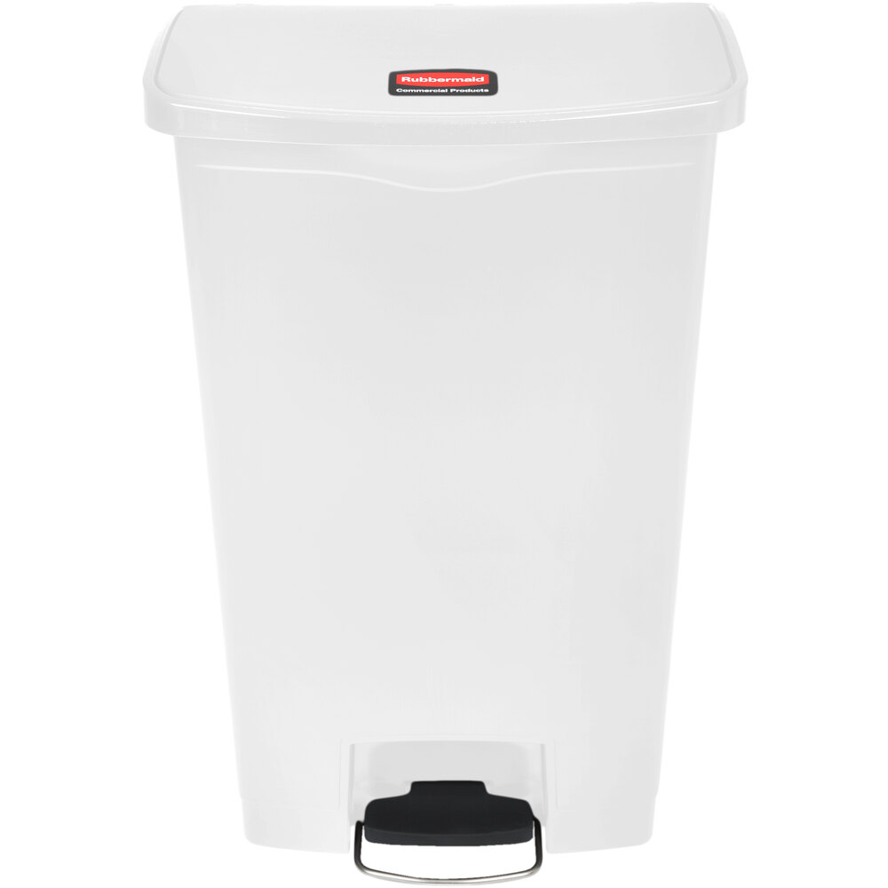 Rubbermaid® 1883559 Slim Jim Resin White Front Step-On Rectangular