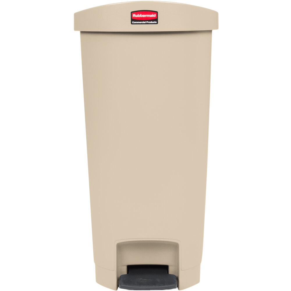 Rubbermaid 1901993 Slim Jim Stainless Steel Black Accent End Step-On  Rectangular Trash Can with Single Rigid Plastic Liner - 52 Qt. / 13 Gallon