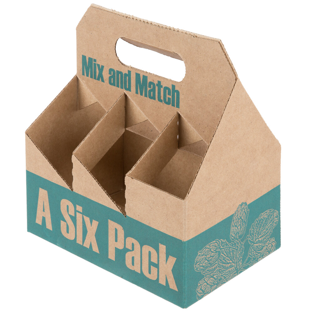 6 Pack Cardboard Beer Bottle Carrier 75/Case