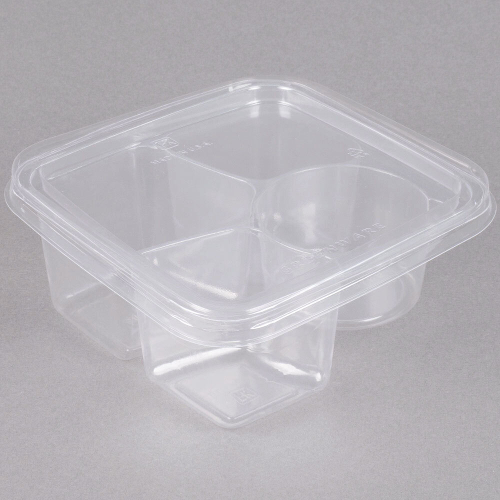 Compostable 36oz 3 Compartment Food Storage Container with Lids