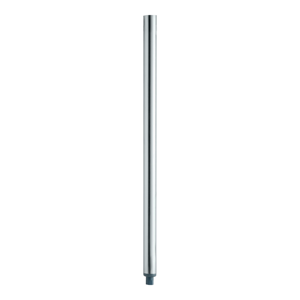 A replacement 32 1/4-inch galvanized steel leg for work tables with galvanized legs.