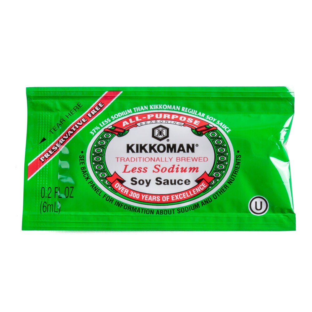 Kikkoman Less Sodium Preservative Free Soy Sauce 6 ML Packet 200 Case kikkoman-less-sodium-preservative-free-soy-sauce-6-ml-packet-200-case