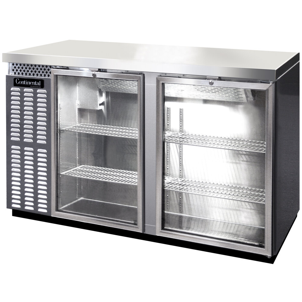 Continental Refrigerator BB59NSSGD 59&quot; Stainless Steel Glass Door Back Bar