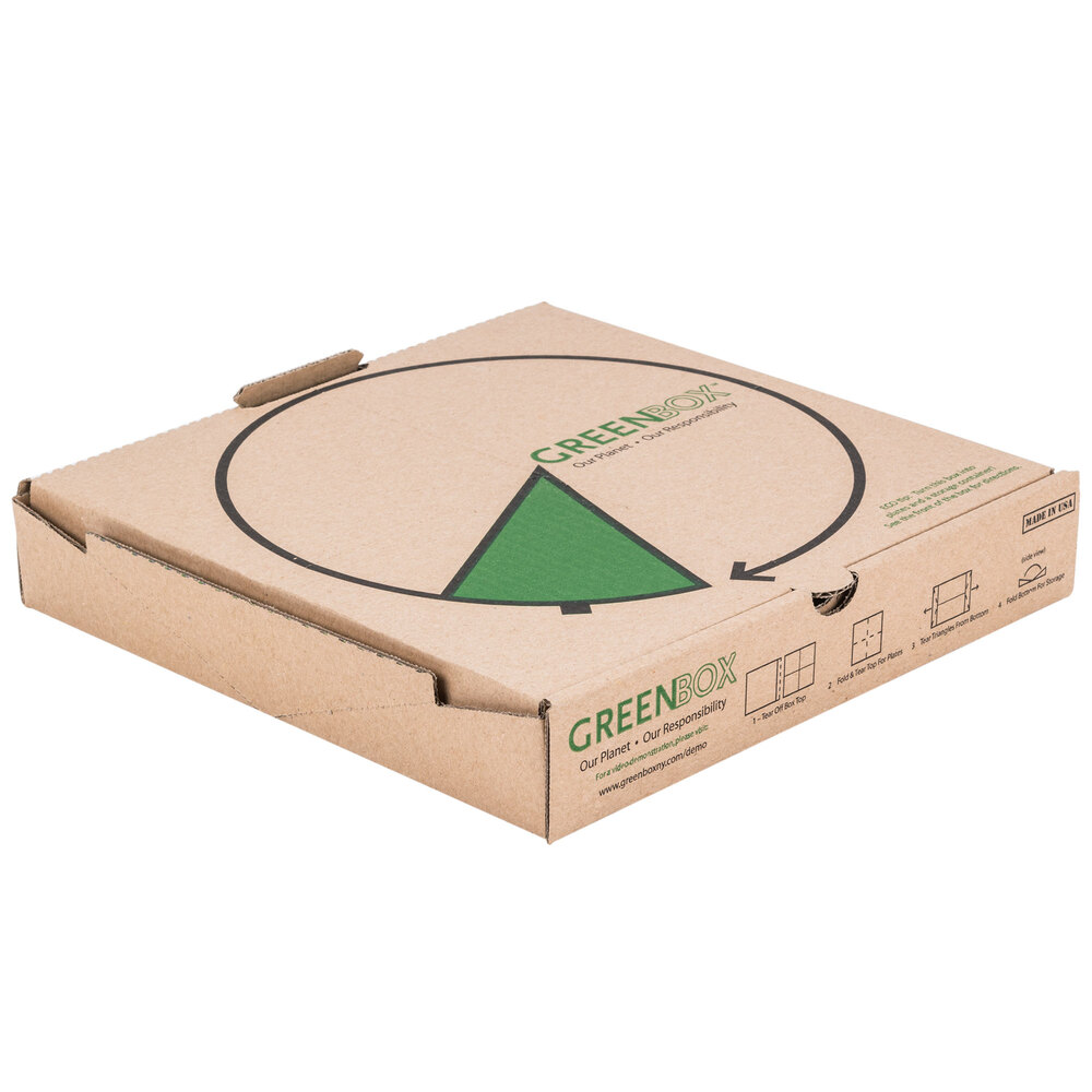 GreenBox Pizza Box, 12-3/8 Length x 12-3/8 Width x 2-3/16 Height, Kraft (Pack of 50)