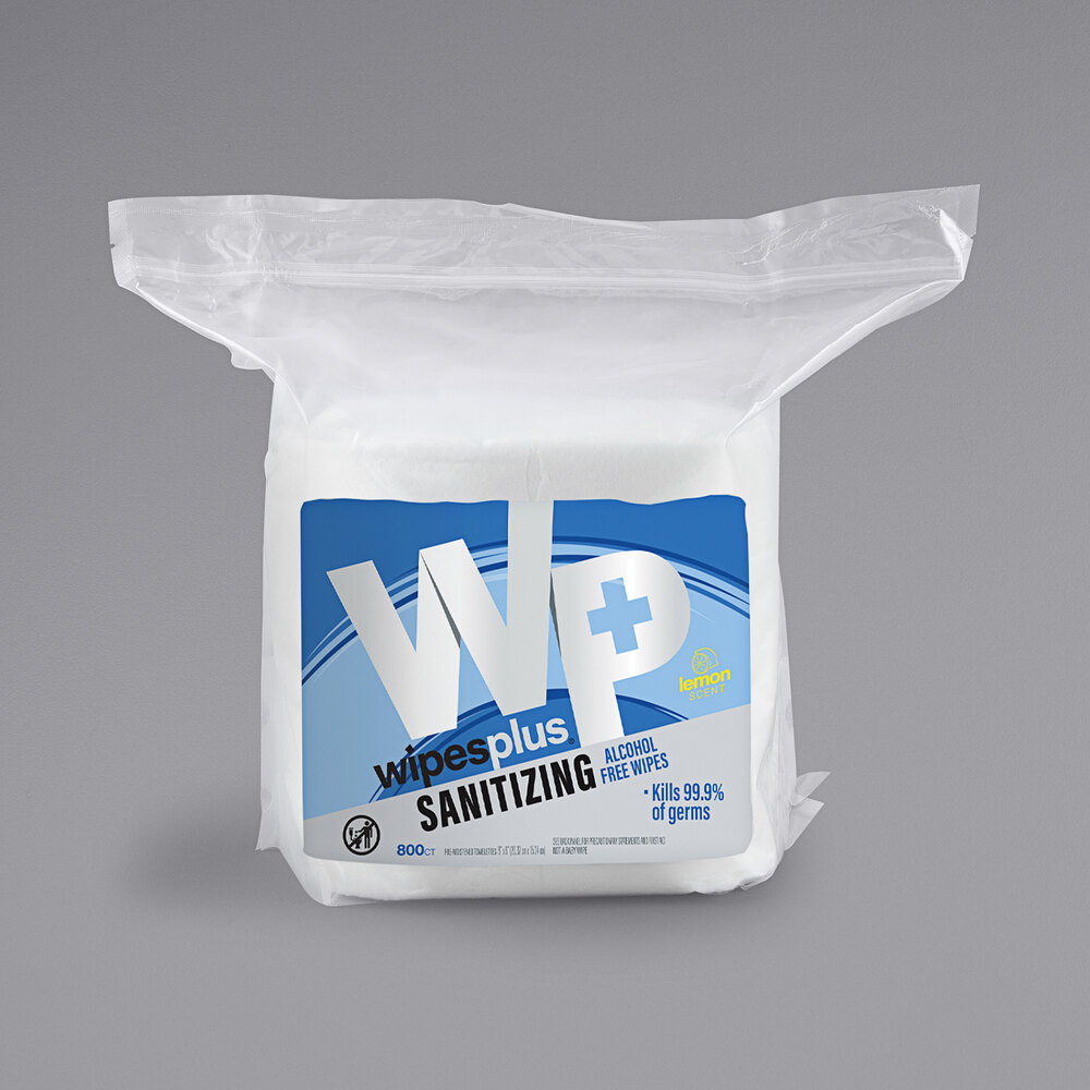 WipesPlus Center Pull Lemon Scent Alcohol Free Hand Sanitizing Wipes
