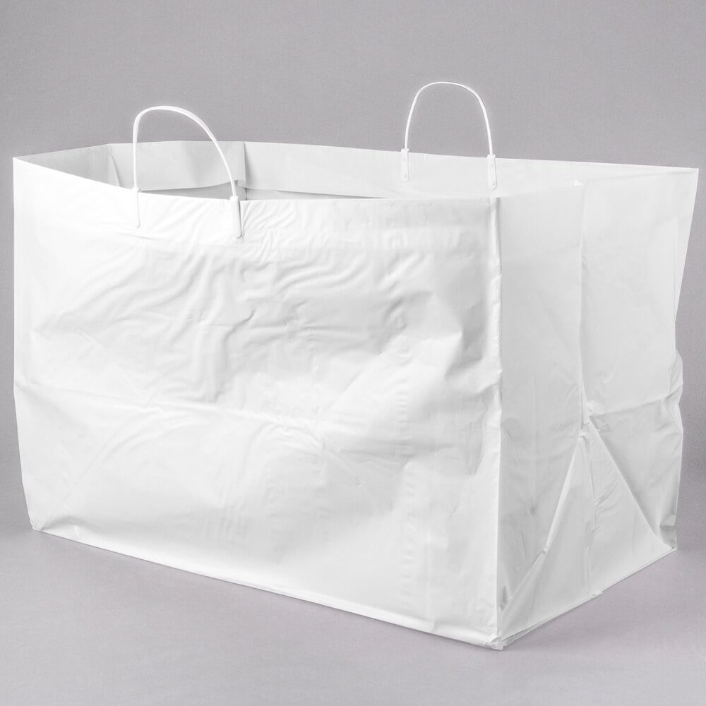22" x 14" x 15" White Rigid Plastic Handled Shopper Bag 50/Case