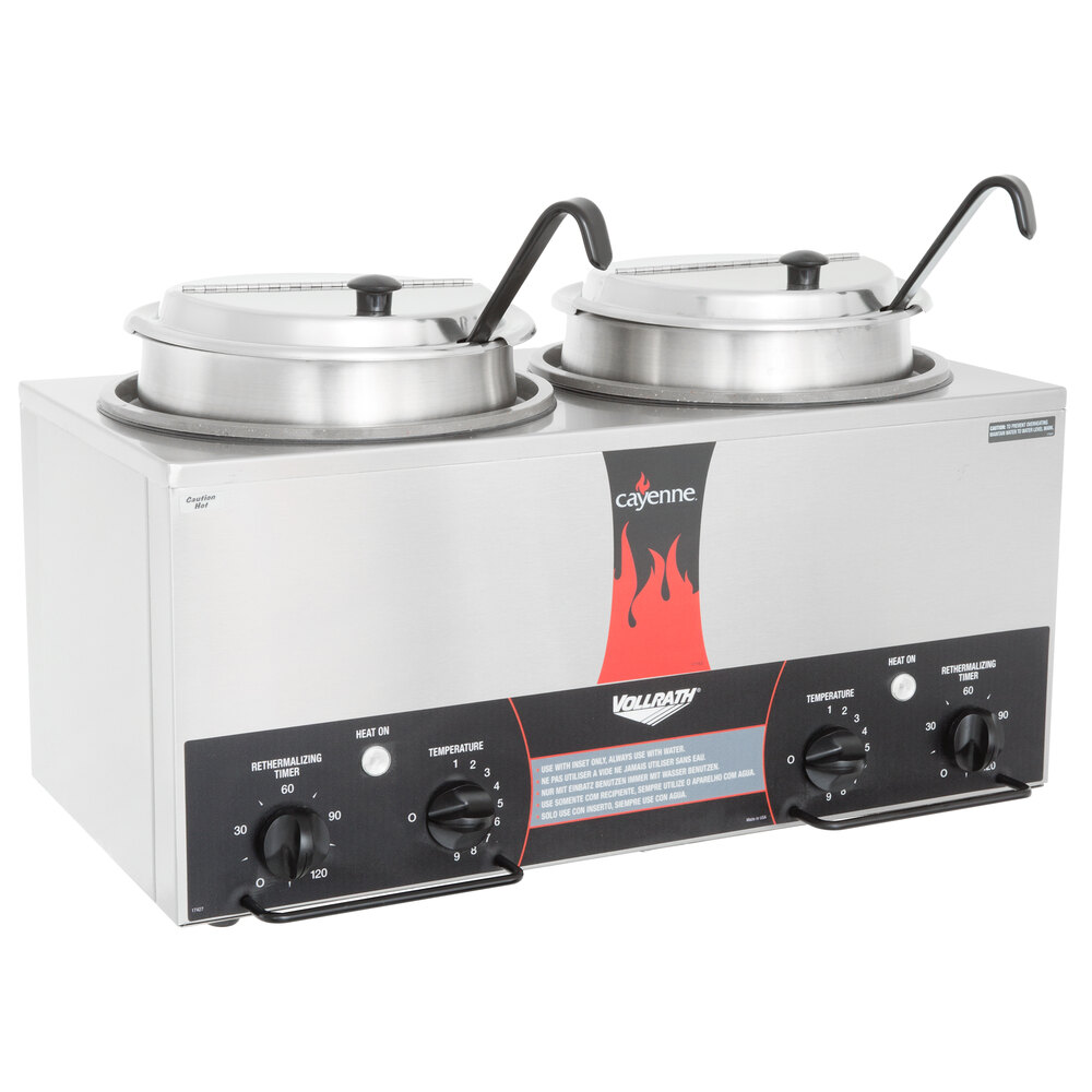 Vollrath 72029 Cayenne Twin Well 7 Qt. Rethermalizer / Warmer Package