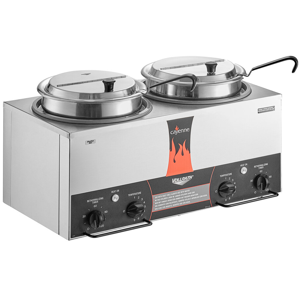 Vollrath 72029 Cayenne Twin Well 7.25 Qt. Rethermalizer / Warmer
