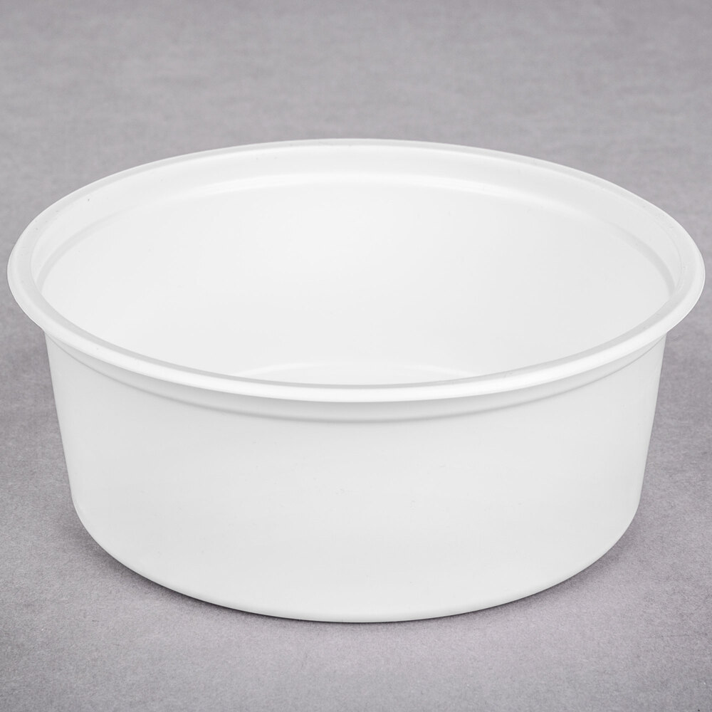 Choice 8 oz. White Microwavable Plastic Round Deli Container - 500/Case