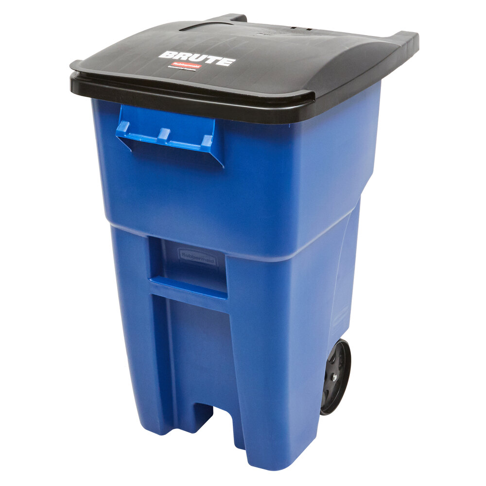 Rubbermaid FG9W2700BLUE BRUTE 50 Gallon Blue Wheeled Rectangular Trash
