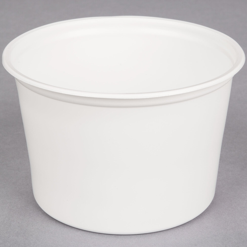 Choice 16 oz. White Microwavable Plastic Round Deli Container 50/Pack