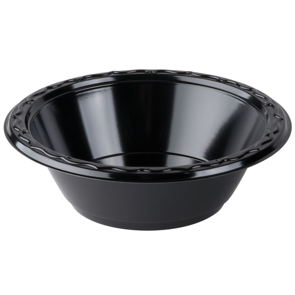 Genpak BLK21 Silhouette 12 oz. Black Premium Plastic Bowl 125/Pack