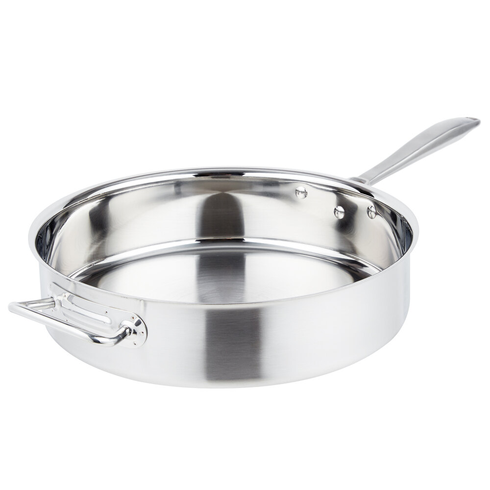 Vollrath 47758 Intrigue 12 1/2 Stainless Steel Non-Stick Fry Pan with  Aluminum-Clad Bottom, CeramiGuard II Coating, and Helper Handle
