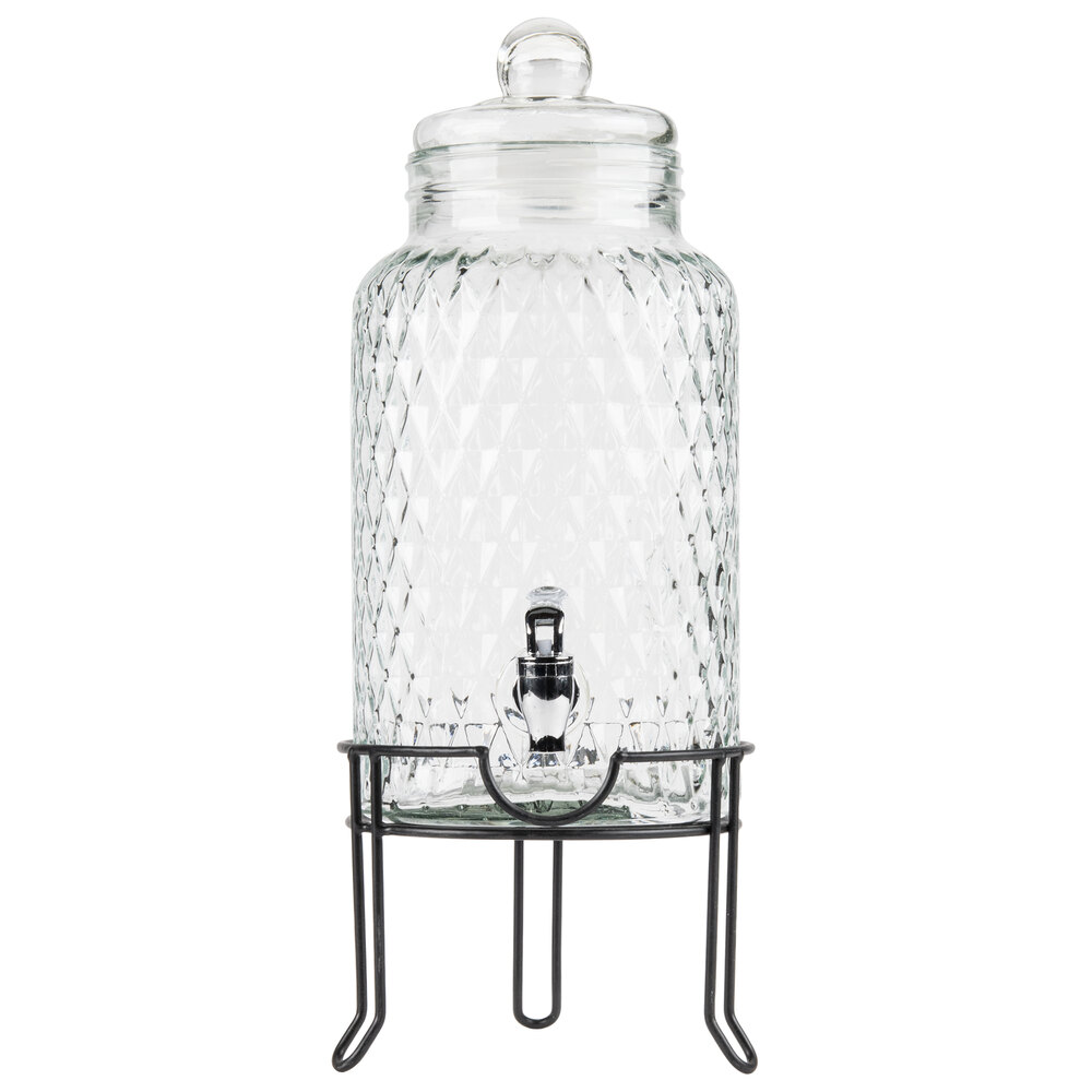Jay Imports 1.5 Gallon Style Setter Quilted Glass Beverage Dispenser