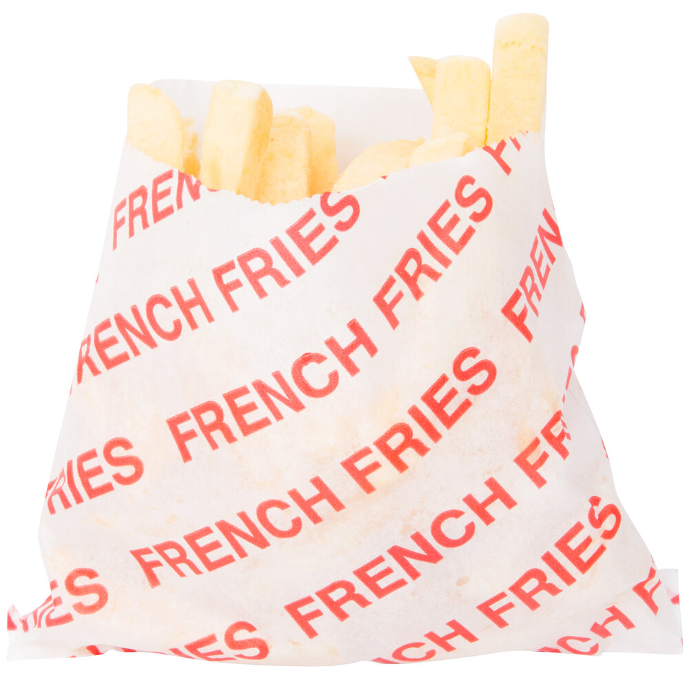 Carnival King 5" x 1" x 4" Large Printed French Fry Bag 2000/Case
