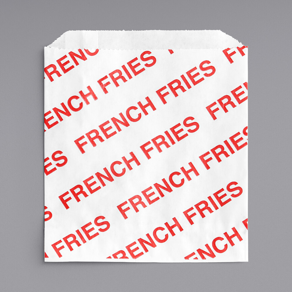 Carnival King 4 1/2 inch x 4 1/2 inch Medium Printed French Fry Bag - 500/Pack
