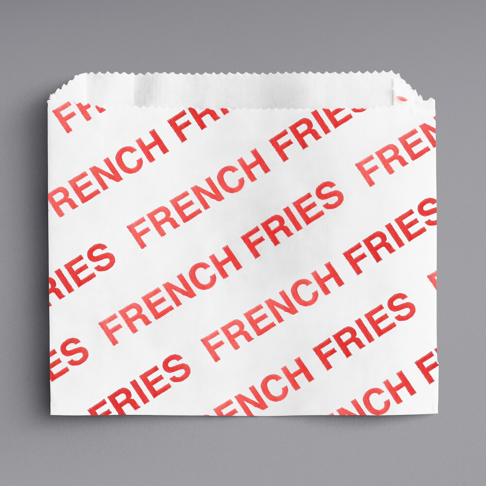 Carnival King 5 inch x 1 inch x 4 inch Large Printed French Fry Bag - 500/Pack