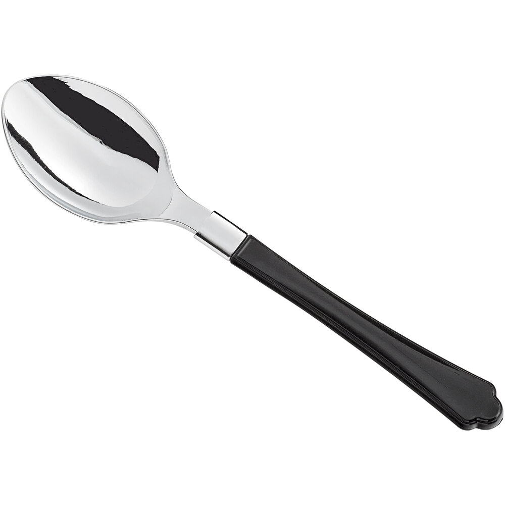 Visions 6 1/2" Heavy Weight Plastic Spoon with Black Handle 480/Case