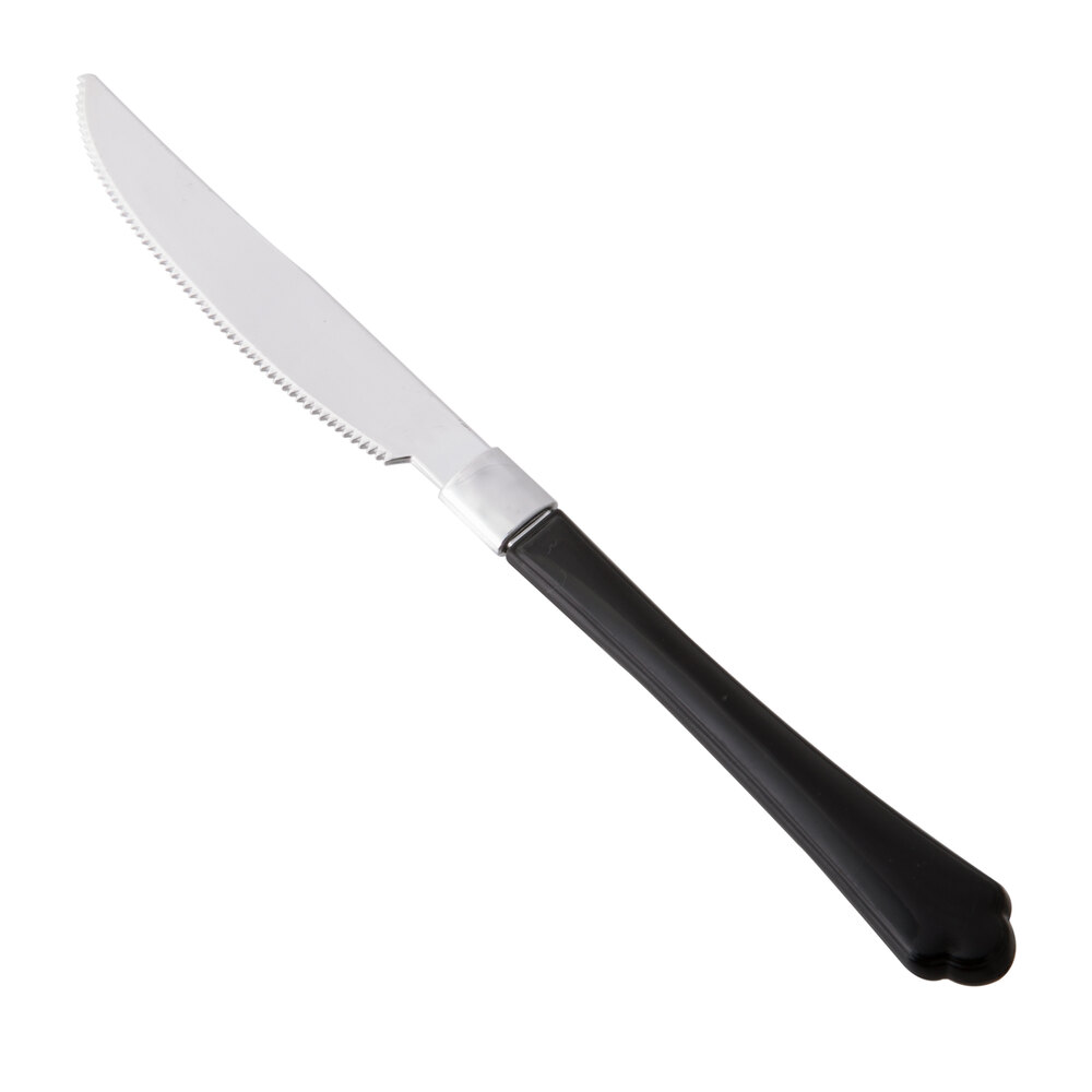 Visions 7 1/2 Silver Heavy Weight Plastic Knife with Black Handle