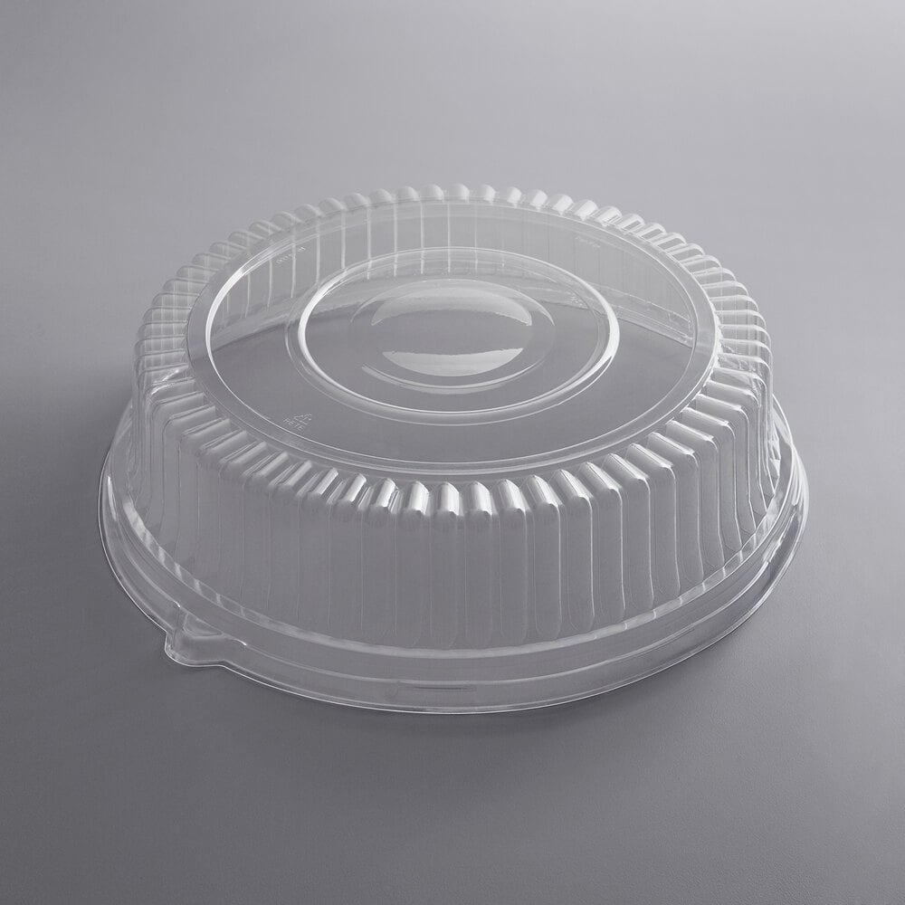 Visions 16" Clear PET Plastic Round Catering Tray High