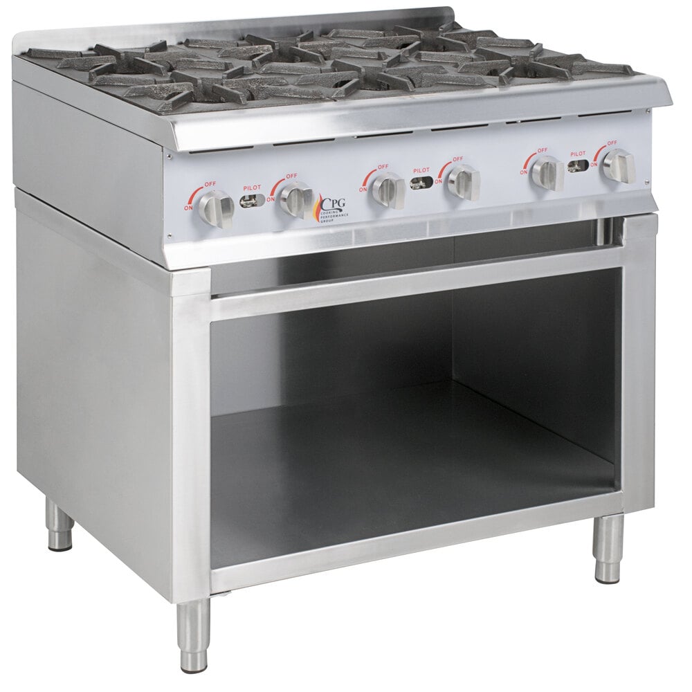 Cooking Performance Group R-CPG-36-NL 6 Burner Gas Countertop Range / Hot  Plate - 132,000 BTU