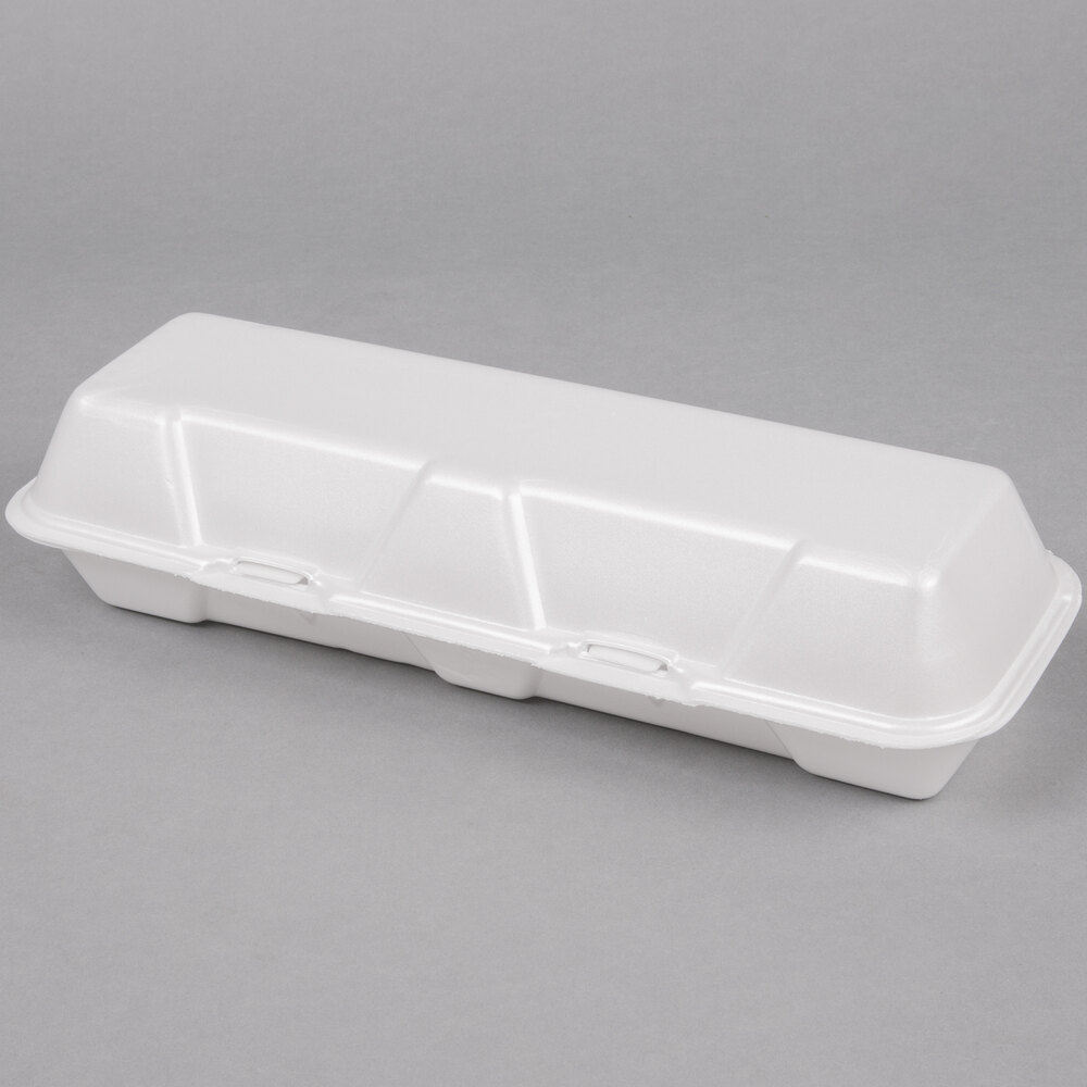 Genpak 26600 13" x 4 1/2" x 3" White Extra Large Hinged Lid Foam Hoagie