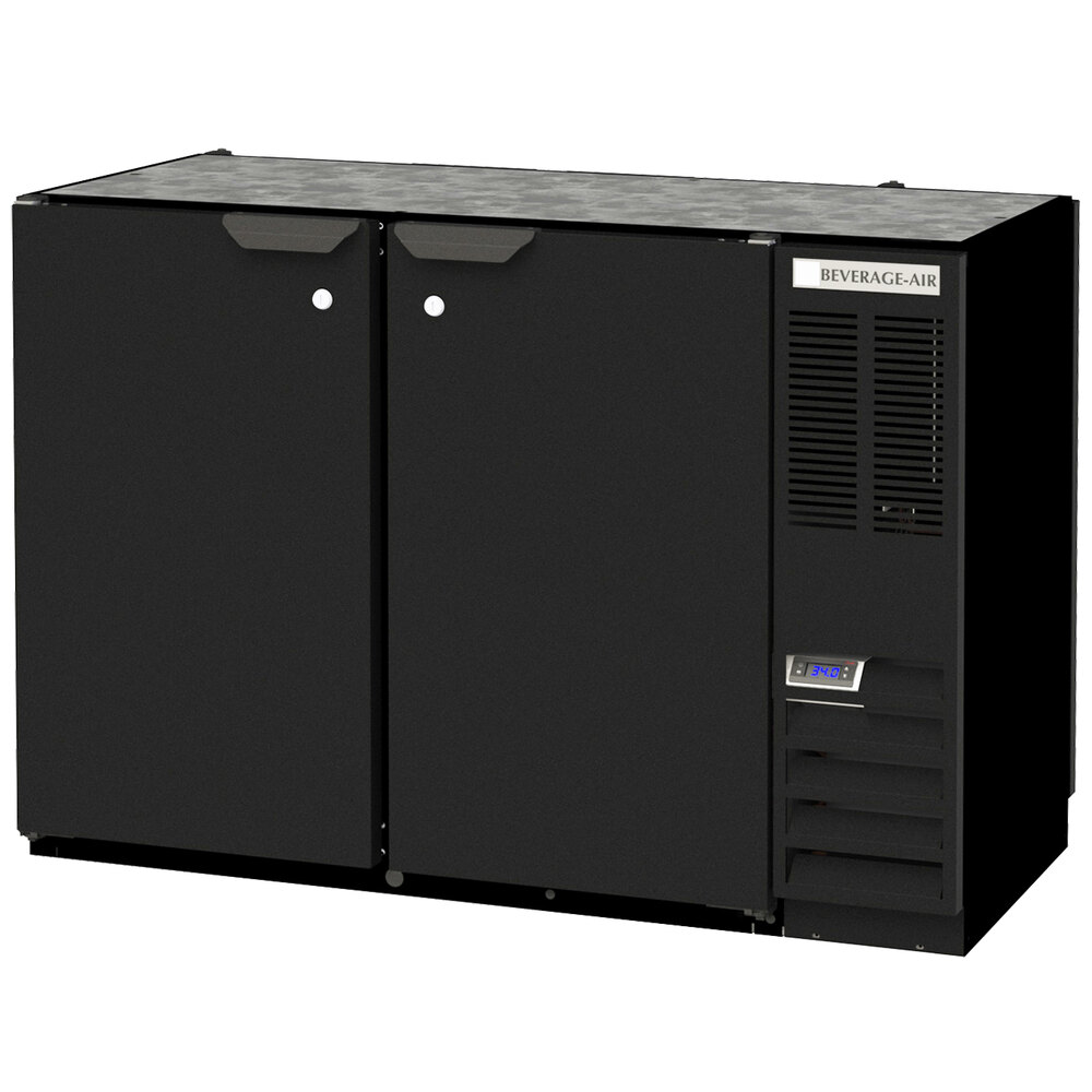 BeverageAir BB48HC1PTB 48" Black Underbar Height Solid Door Pass