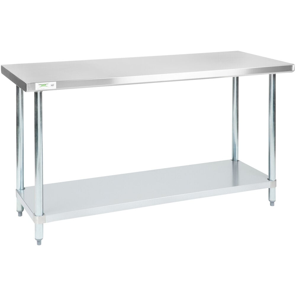 24x60 Inch WMAOT Stainless Steel Work Table 24 x 60 Inch NSF Commercial Prep Table with Backsplash and Adjustable Undershelf for Home Kitchen and Restaurant 