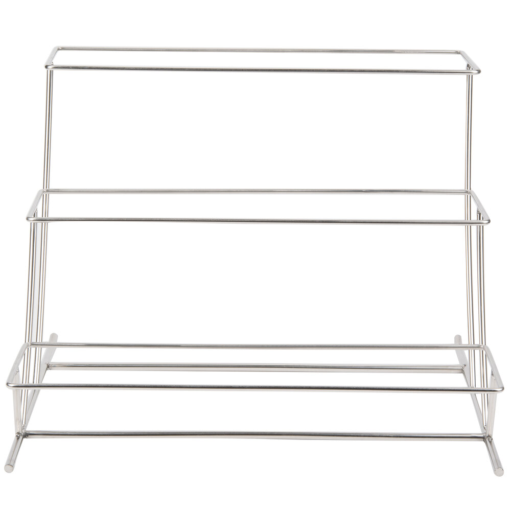 GET MTS034 3 Tier Rectangular Cascading Stainless Steel Display Stand