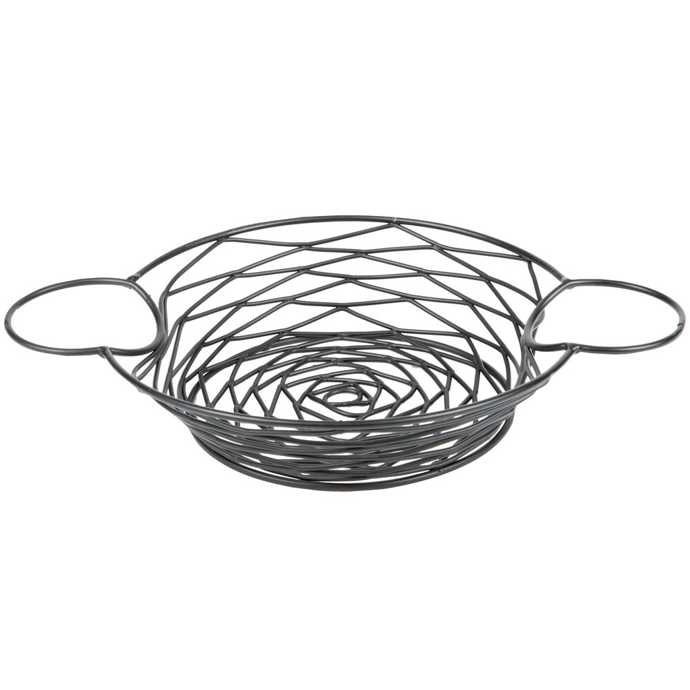 Tablecraft BK171182 Artisan Round Black Metal Basket with Ramekin