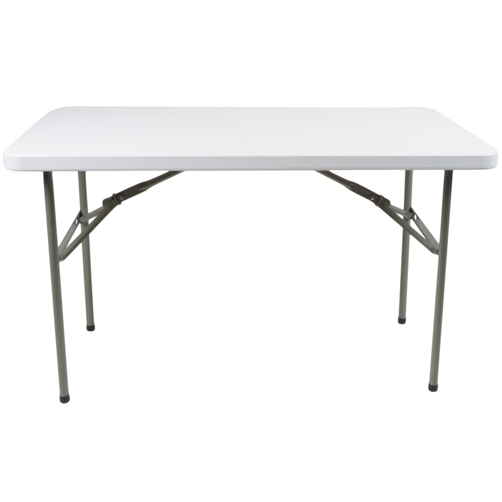 Folding Table, 24" x 48" Heavy Duty Plastic, White Granite Lancaster