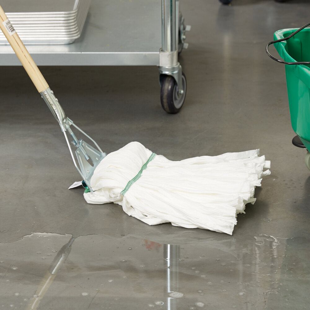 White Disposable Microfiber Mop Head with 1" Green Band