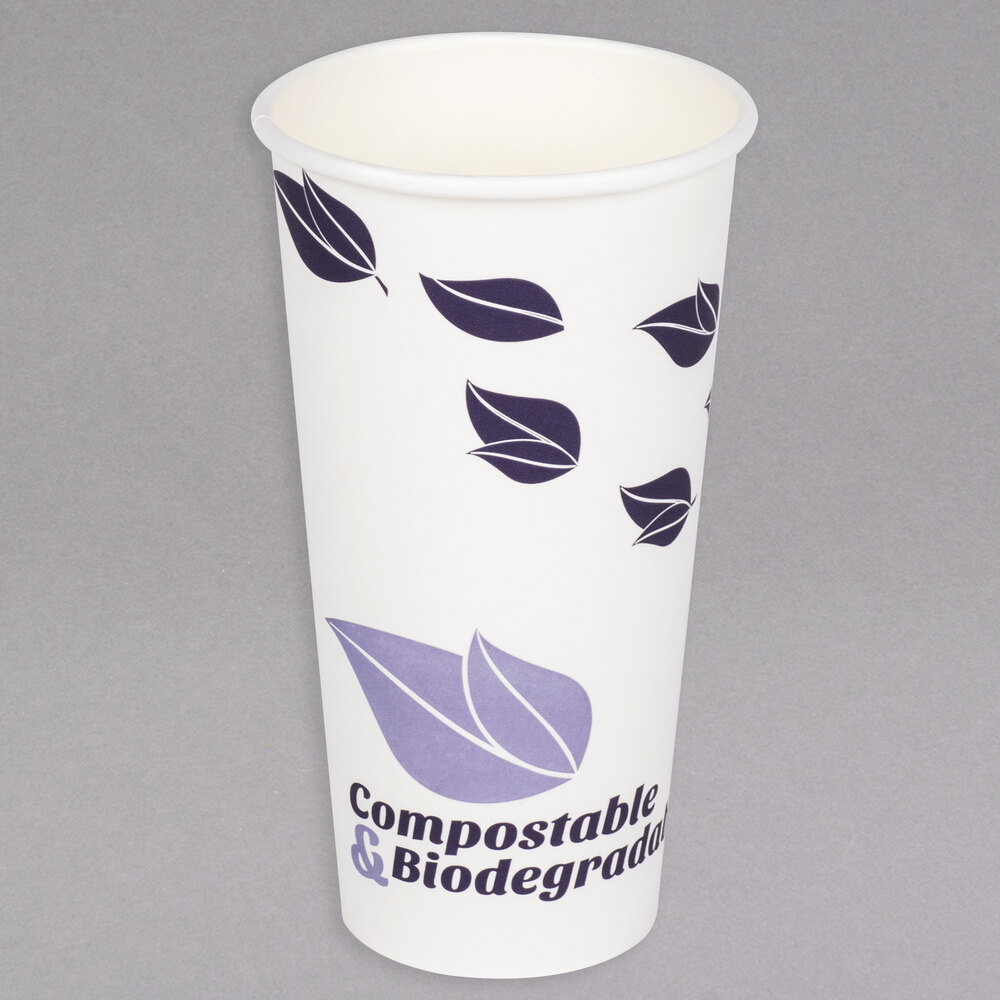 EcoChoice 20 oz. Leaf Print Compostable Paper Hot Cup 600/Case