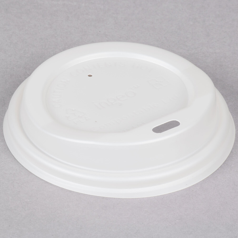 WHITE COMPOSTABLE SIP-THROUGH LID TO FIT 8oz  PAPER HOT CUPS 