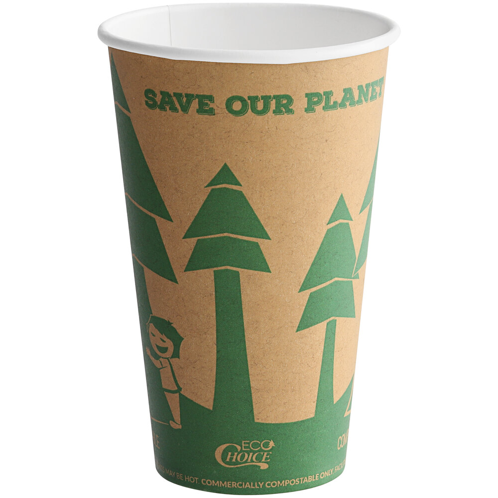 Biodegradable & Compostable Paper Cups 16oz Eco Friendly **choose quantity** 