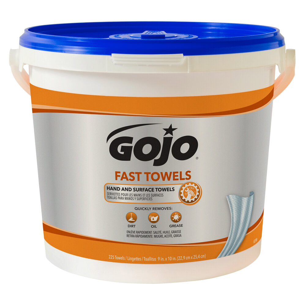 GOJO® 629902 Fast Towels Hand Cleaning Wipes 225 Count Bucket 2/Case