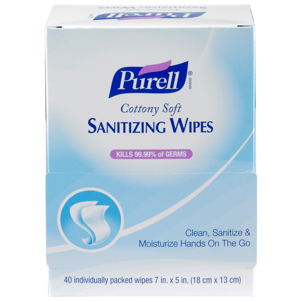 PURELL Cottony Soft Individually Wrapped Hand Sanitizing Wipes 5" x 7" 120/Box 