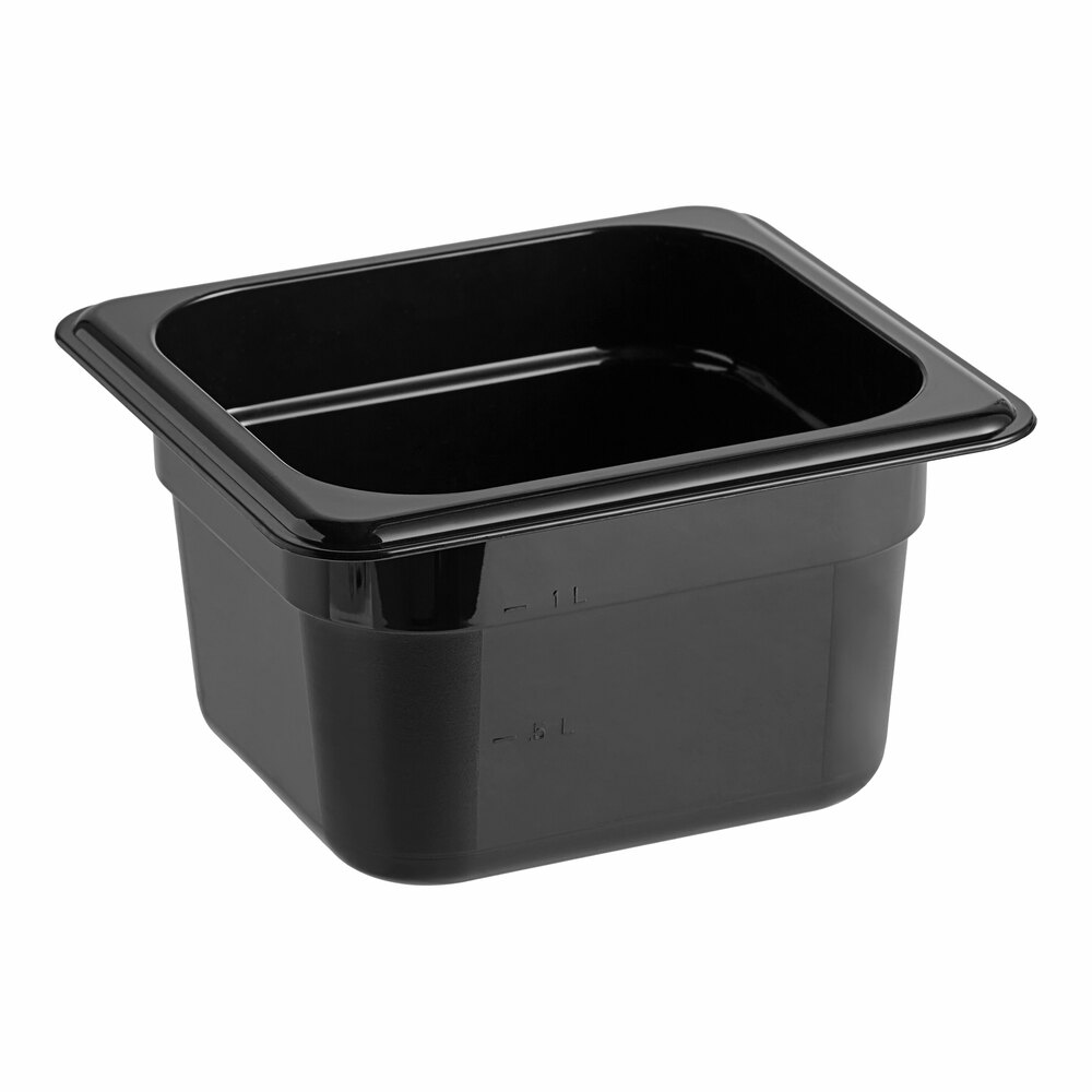 Cambro 64CW110 Camwear® 1/6 Size Black Polycarbonate Food Pan - 4