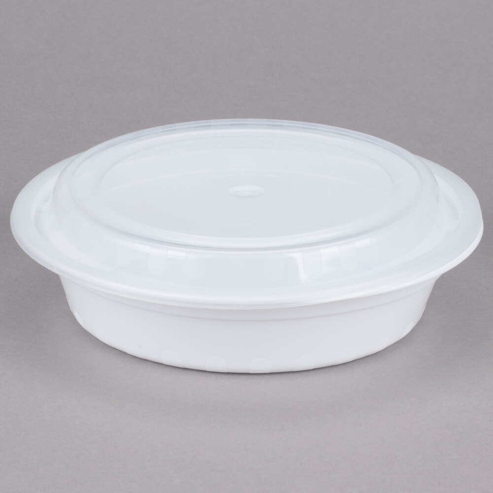 Choice White Round Microwavable Container w/ Lid (24 oz.)