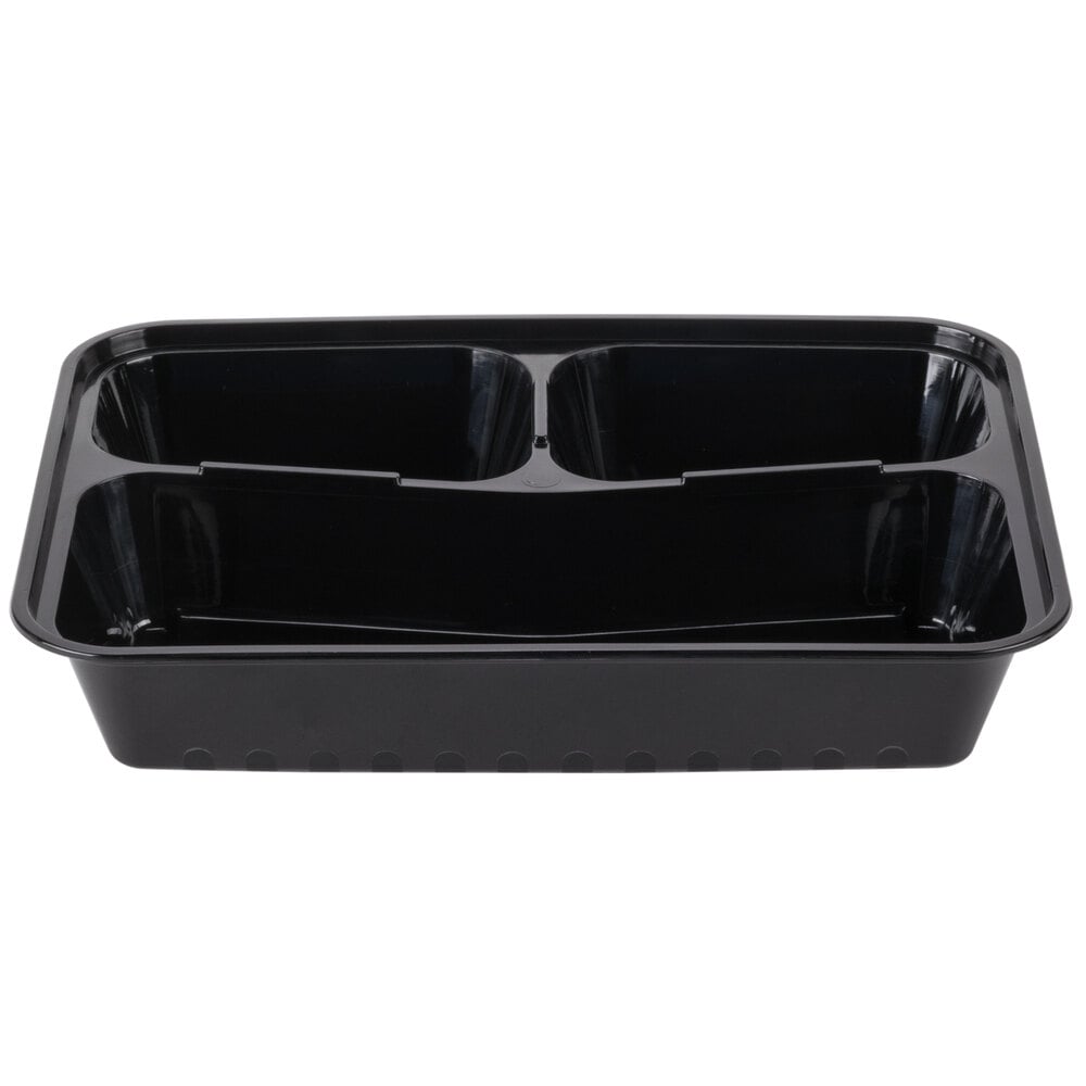 8-3/4 x 6 x 1-4/5 – 32 OZ - Rectangular Plastic Food Takeout Containers -  Black Base/Clear Lid