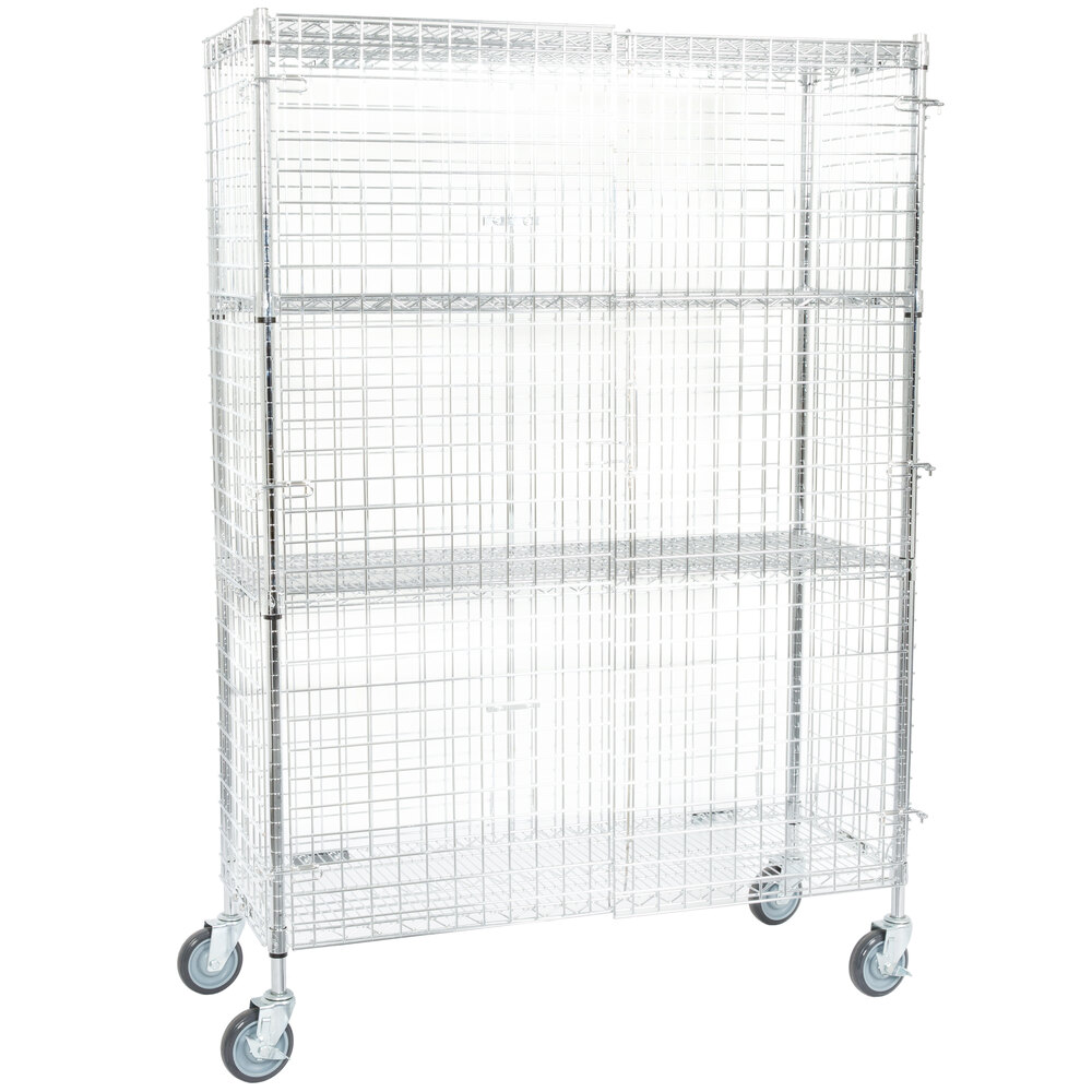 Regency NSF Mobile Chrome Wire Security Cage Kit - 18 inch x 48 inch x 69 inch