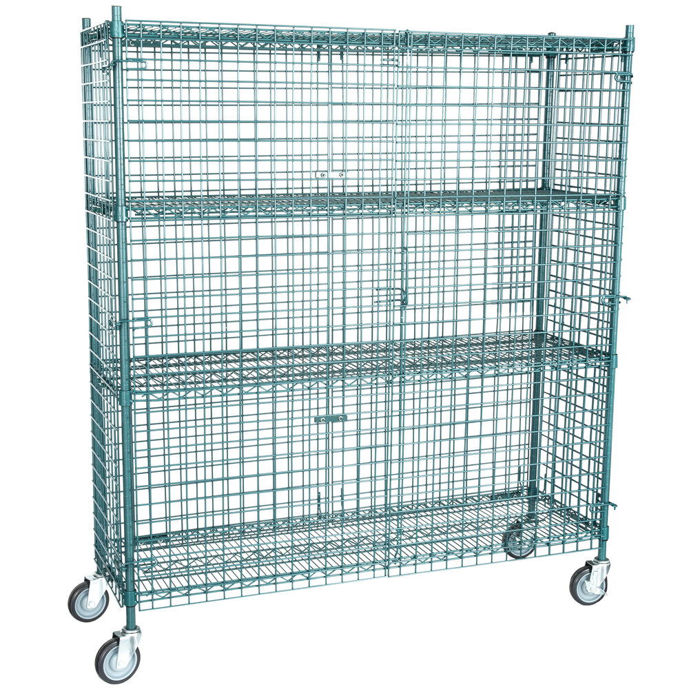 Regency NSF Mobile Green Wire Security Cage Kit - 18 inch x 60 inch x 69 inch