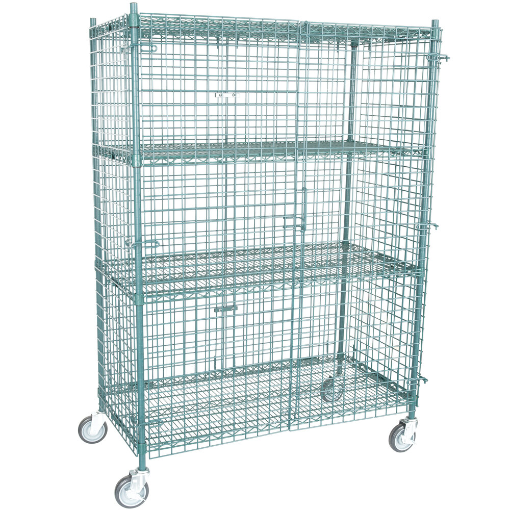 Regency NSF Mobile Green Wire Security Cage Kit - 24 inch x 48 inch x 69 inch